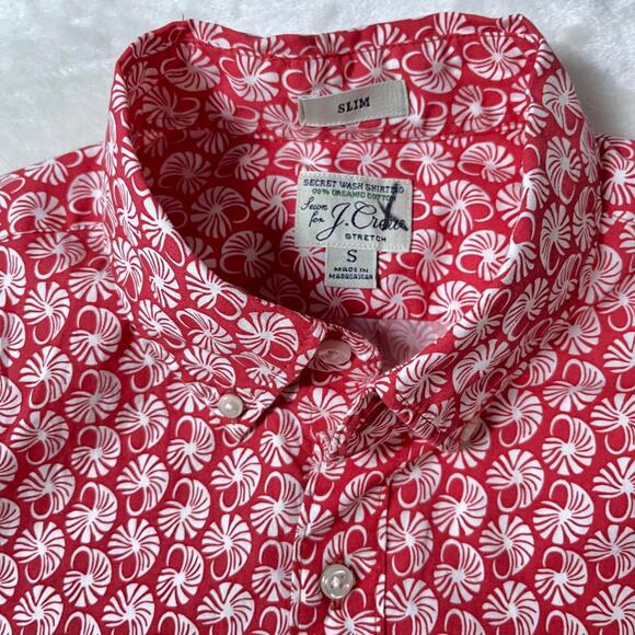 J Crew Button Up All Over Print Slim Mens Small Shells AOP Summer Beach Poolside - Picture 1 of 6
